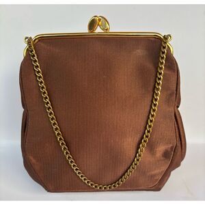 Vintage Rosenfeld Dupioni  Silk Mini Clutch Purse in Golden Brown